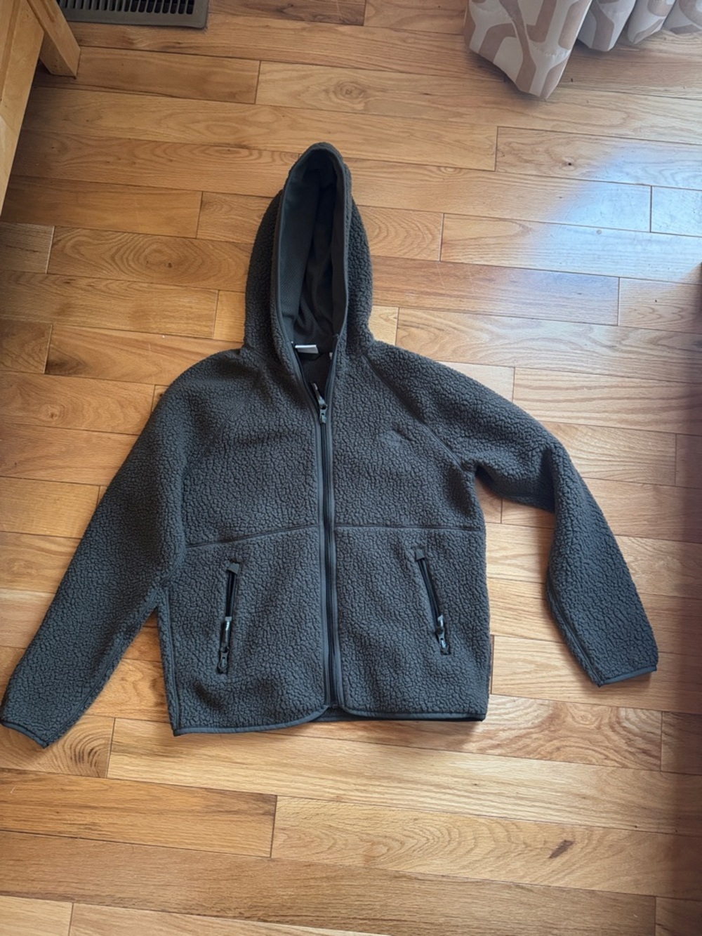 Aritzia TNA Polartec Raglan Zip Hoodie Dark Olive 2XS